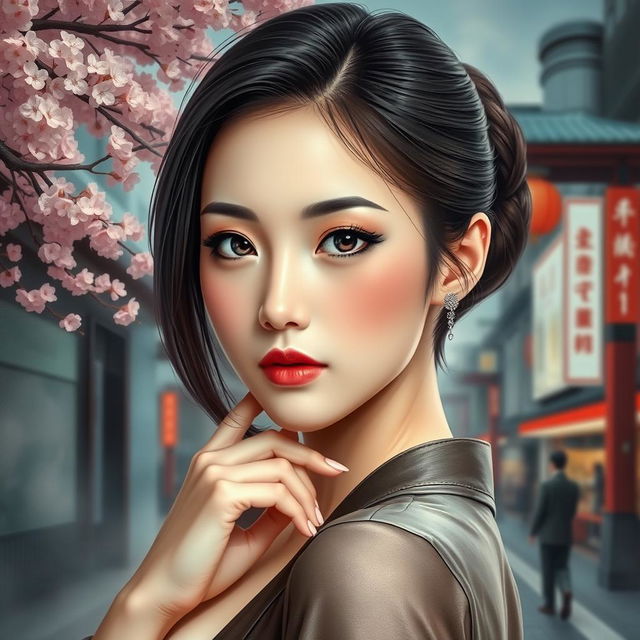 A very sexy and attractive Japanese woman captured in a realistic portrait