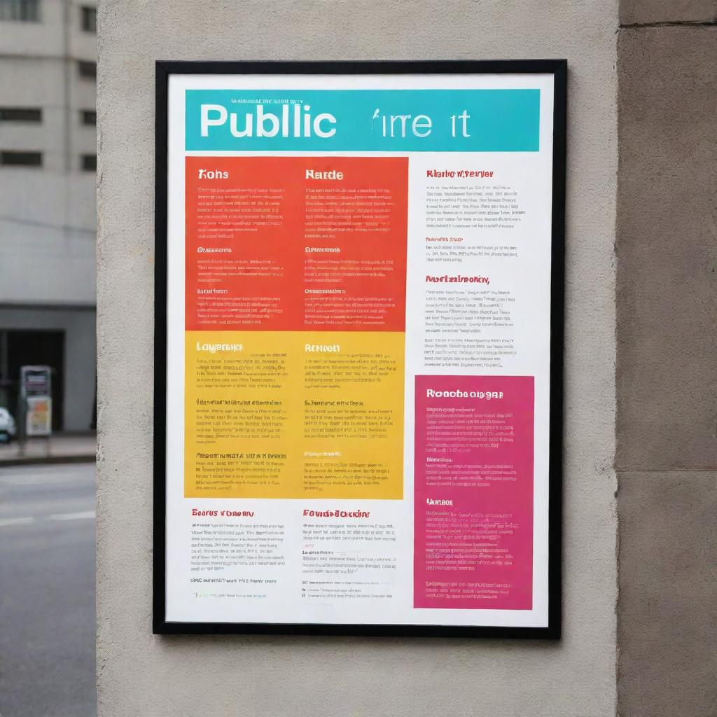 Design a public information poster with attention-catching colors, and clear, easily readable text that conveys important information.