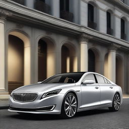 Create a hyper-realistic and elegant design for a unique front electrical sedan vehicle