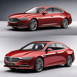 Create a hyper-realistic and elegant design for a unique front electrical sedan vehicle