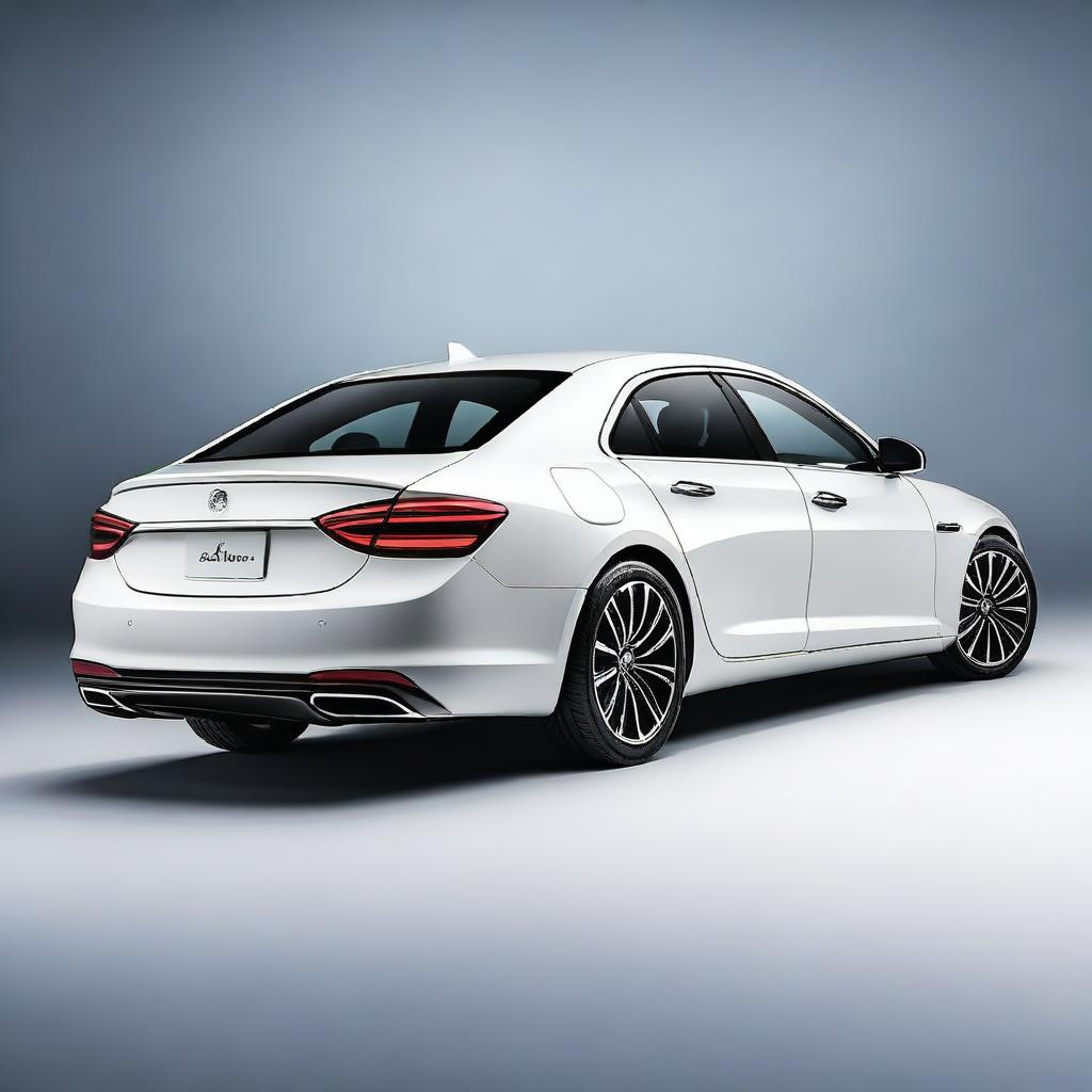 Create a hyper-realistic and elegant design for a unique rear electrical sedan vehicle