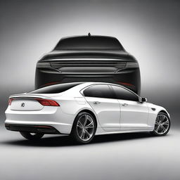 Create a hyper-realistic and elegant design for a unique rear electrical sedan vehicle