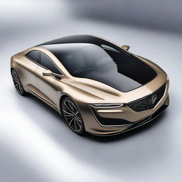 Create a hyper-realistic and elegant design for a unique front electrical sedan vehicle