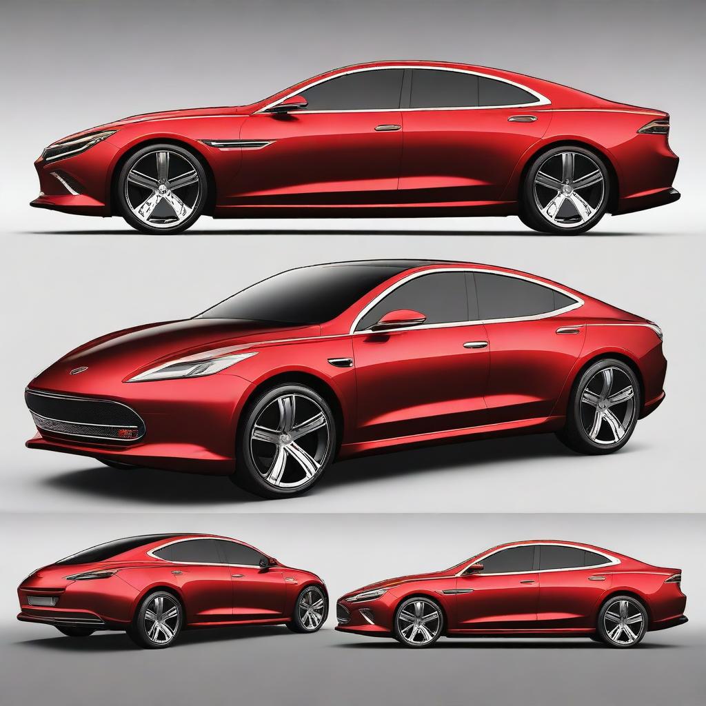 Create a hyper-realistic and elegant design for a unique front electrical sedan vehicle