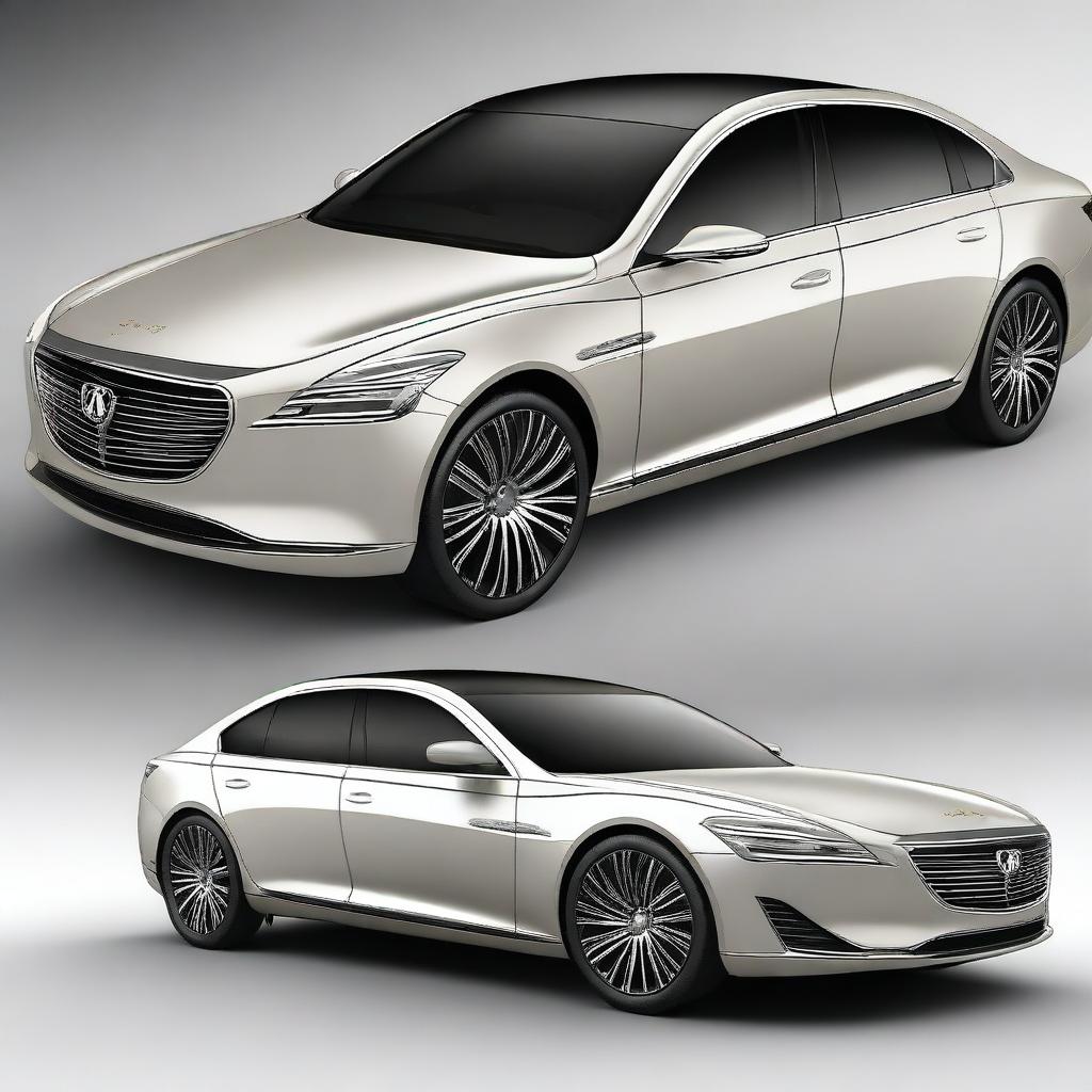 Create an elegant and unique design for the front of a luxury electrical sedan vehicle