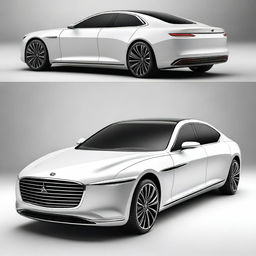 Create a hyper-realistic and elegant design for a unique rear electrical sedan vehicle