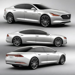 Design a front view of a unique luxury electrical sedan vehicle with an elegant and sophisticated appearance