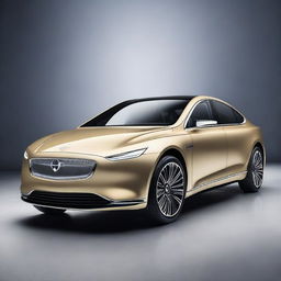 Create a hyper-realistic and elegant design for the rear view of a unique luxury electrical sedan vehicle