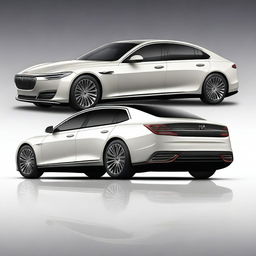 Create a hyper-realistic and elegant design for the rear view of a unique luxury electrical sedan vehicle