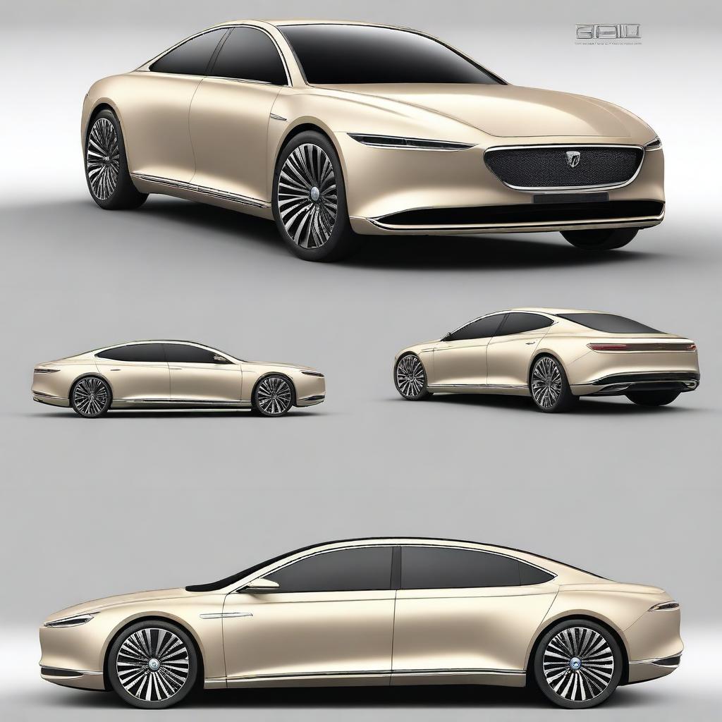 Create a hyper-realistic and elegant design for the rear view of a unique luxury electrical sedan vehicle