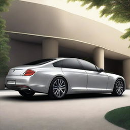 Design a unique rear view of a luxury electrical sedan vehicle with an elegant and sophisticated design