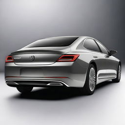 Design a unique rear view of a luxury electrical sedan vehicle with an elegant and sophisticated design