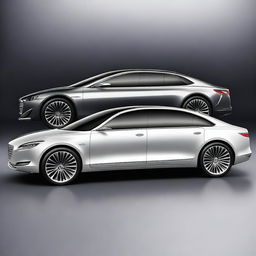 Design a unique rear view of a luxury electrical sedan vehicle with an elegant and sophisticated design