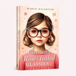 Create a captivating book cover design for a book titled 'Girl with Rose-Tinted Glasses