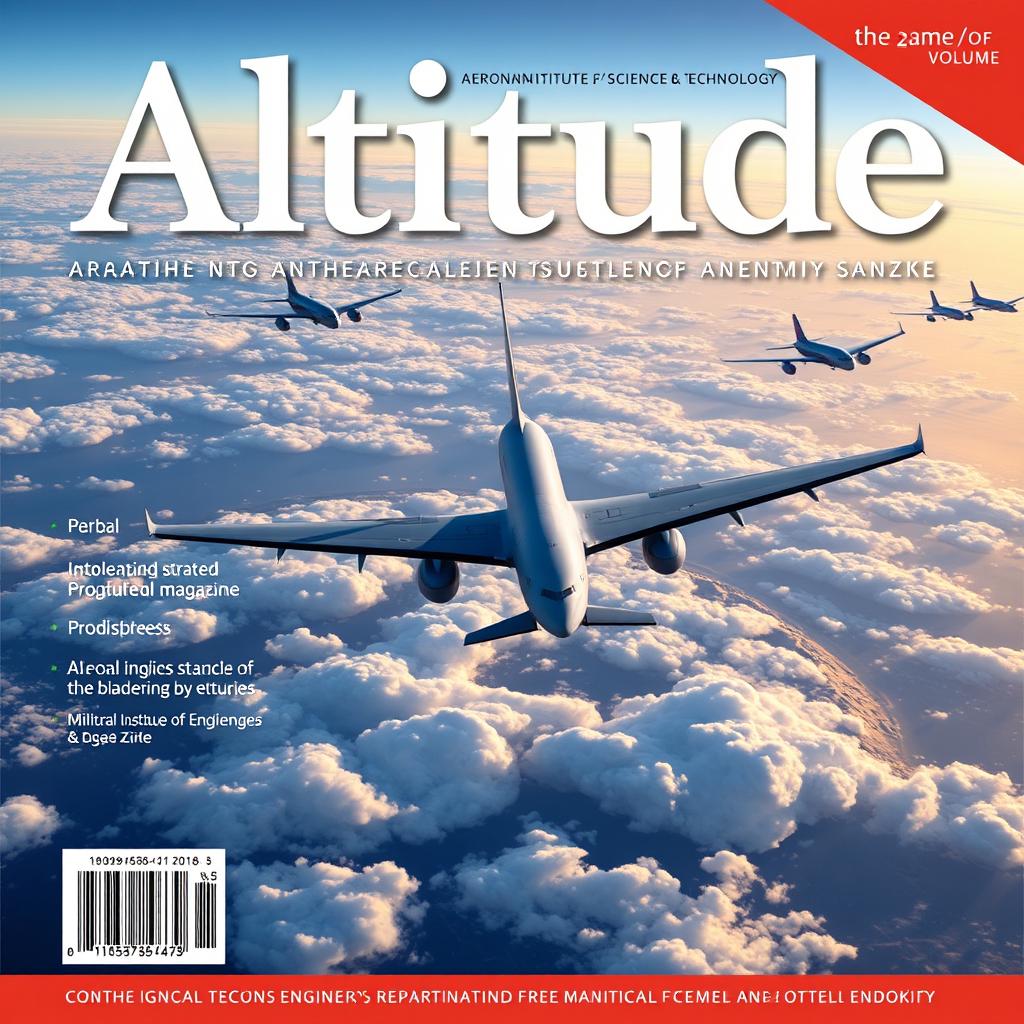 Create a cover page for the second volume of the aeronautical engineering departmental magazine named 'Altitude' from the Military Institute of Science and Technology