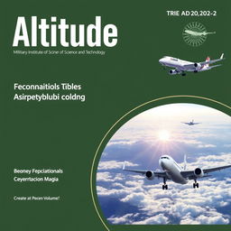 Create a cover page for the second volume of the aeronautical engineering departmental magazine named 'Altitude' from the Military Institute of Science and Technology