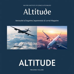 Create a cover page for the second volume of the aeronautical engineering departmental magazine named 'Altitude' from the Military Institute of Science and Technology