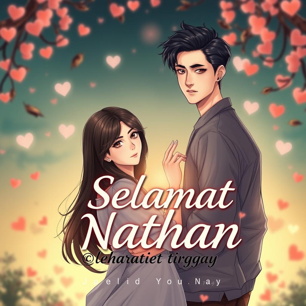 Create a novel cover in anime art style featuring two characters: a beautiful woman and a handsome man in their 30s