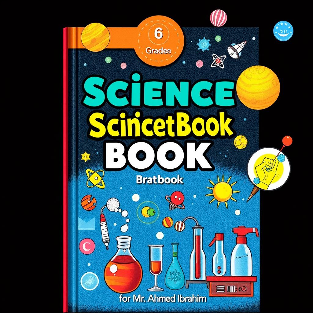 A detailed and engaging cover for a Grade 6 science book titled 'Science Book for Mr