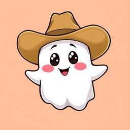 A cute cartoon ghost wearing a cowboy hat