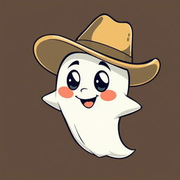 A vintage-style cartoon ghost wearing a cowboy hat