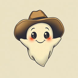 A vintage-style ghost wearing a cowboy hat