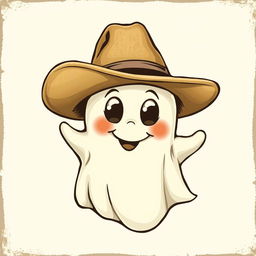 A vintage-style ghost wearing a cowboy hat