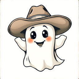 A vintage-style ghost wearing a cowboy hat