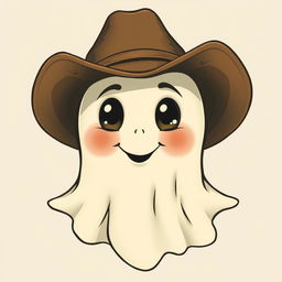 A vintage-style ghost wearing a cowboy hat