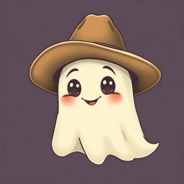 A vintage-style ghost wearing a cowboy hat