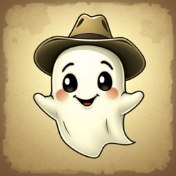 A vintage-style ghost wearing a cowboy hat