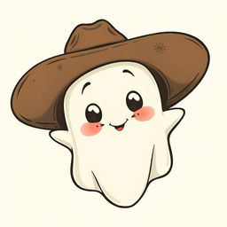 A vintage illustration of a ghost wearing a cowboy hat