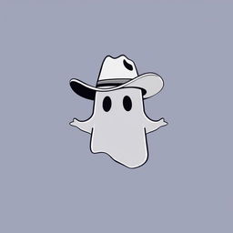 A minimalist illustration of a ghost wearing a cowboy hat