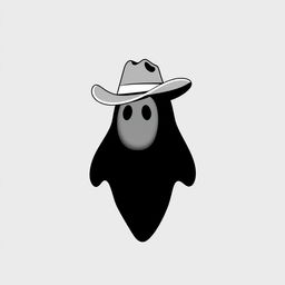 A minimalist illustration of a ghost wearing a cowboy hat