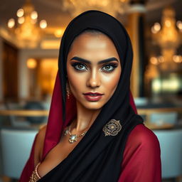 A captivating portrait of a Qatari woman with a sensual gaze