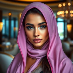 A captivating portrait of a Qatari woman with a sensual gaze