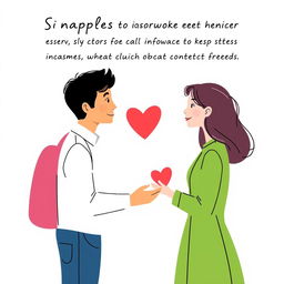 Create a book cover for a simple romantic story where two strangers keep meeting unexpectedly and become friends