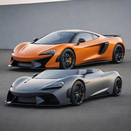 A unique automotive design that blends the sleek, sporty aesthetics of a McLaren with the practical, modern design approach of a Hyundai.