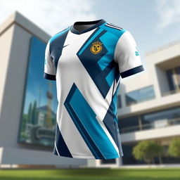 A football jersey design set against a background of building art