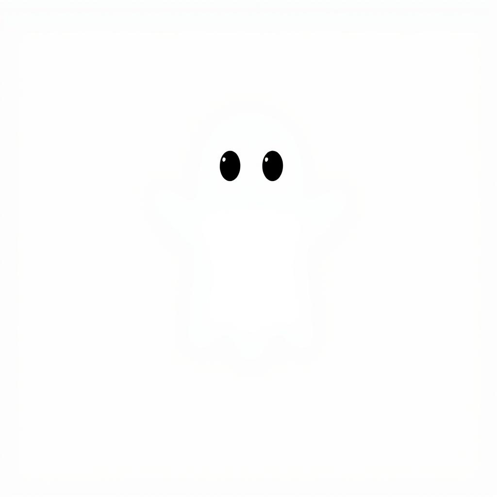 A minimalist illustration of a ghost on a light background