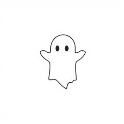 A minimalist illustration of a ghost on a light background