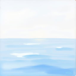 An impressionist painting style depiction of a distant sea