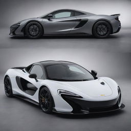 A striking hybrid car featuring the aerodynamic, sport-inspired design of a McLaren combined with the elegant, fluid design cues of a Mazda.