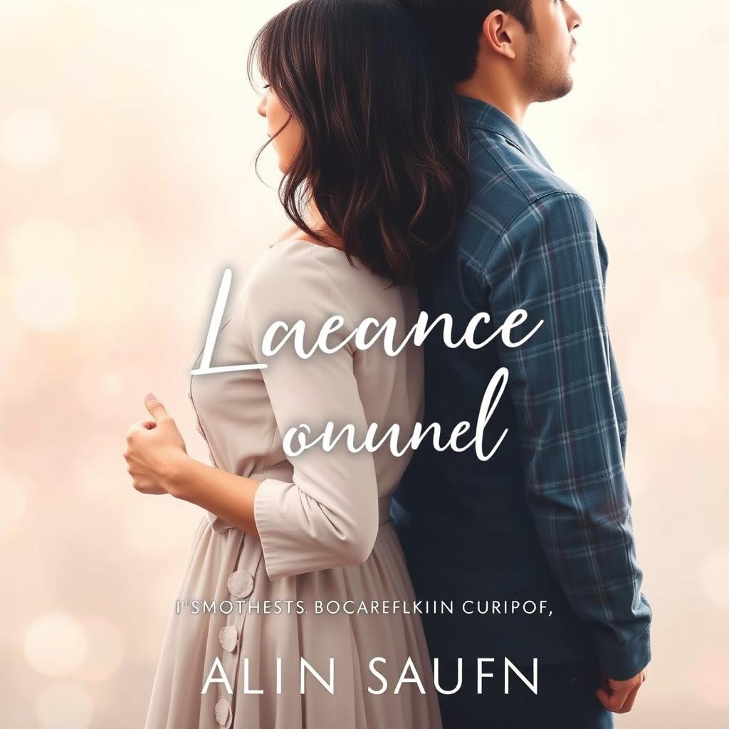 A romantic book cover featuring a couple standing back to back, holding hands