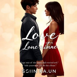 A romantic book cover featuring a couple standing back to back, holding hands