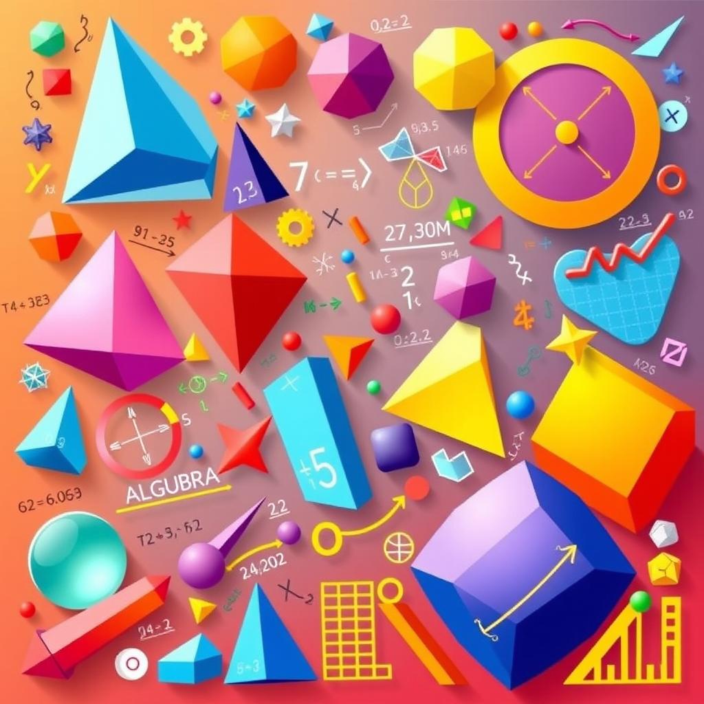 A vibrant and engaging illustration depicting various mathematical concepts such as geometry, algebra, and calculus