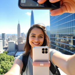 A person taking a selfie with a smartphone