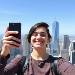 A person taking a selfie with a smartphone