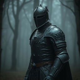 A Barovian Knight from Zarovich's household wearing a blackened full plate armor with a helmet on