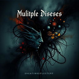 An abstract and artistic album cover themed around the concept of multiple diseases